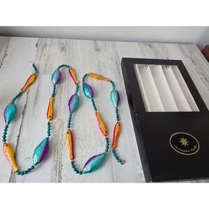 Vintage radko fish tropical pisces Garland beaded glitter green purple Xmas